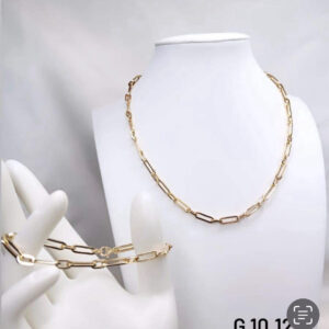 10,12g _21k_set_paper_clip_necklace_and _bracelet