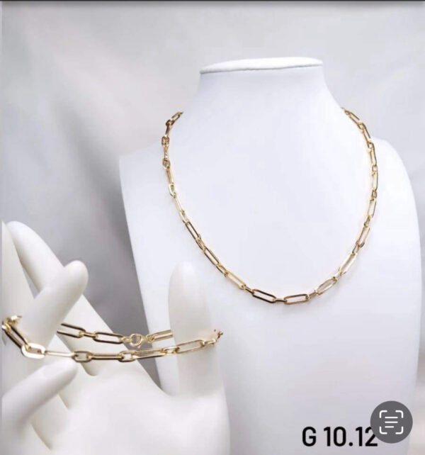 10,12g _21k_set_paper_clip_necklace_and _bracelet