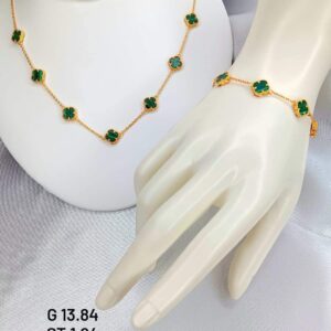 Set_21k _ necklace_18inch _bracelet_7inch _green_van_Clive